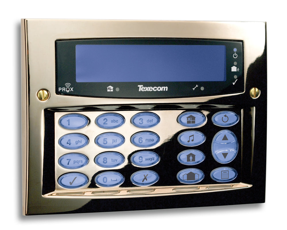 Texecom Premier Elite LCD Keypad Polished Brass