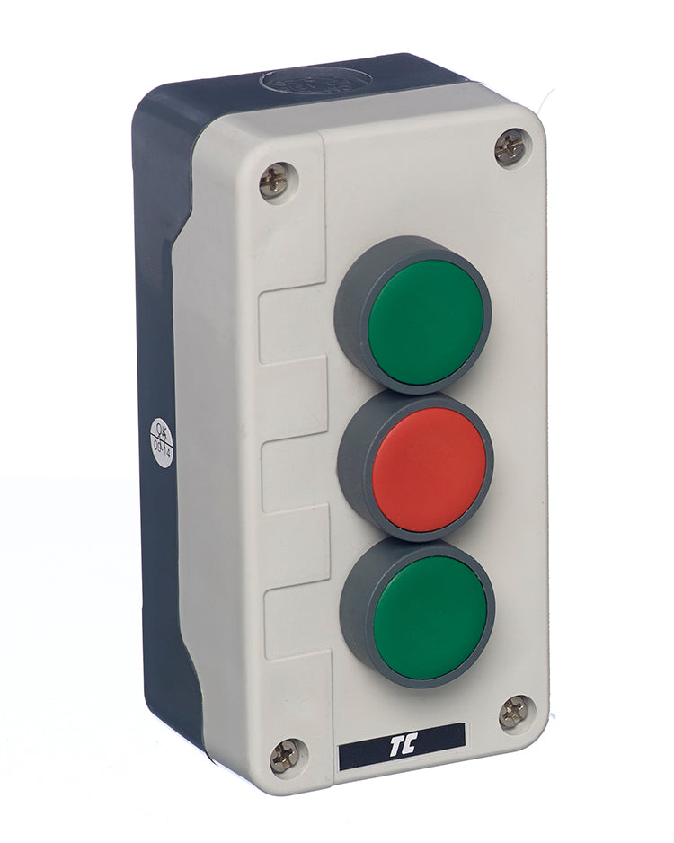 Europa RC3PGRG Green + Red + Green Button Moulded Control Station + 2 N/O+1 N/C IP65