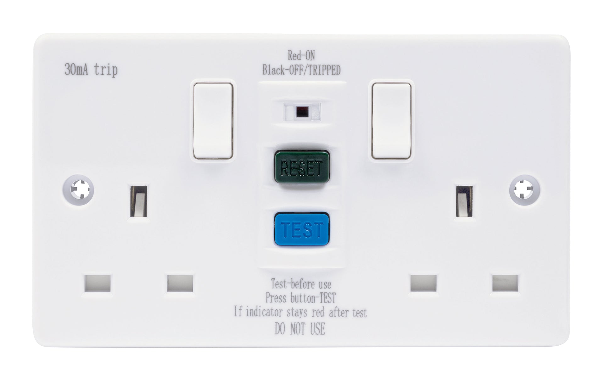 Niglon S132RCDW 2 Gang 13A Switched Latching RCD Socket