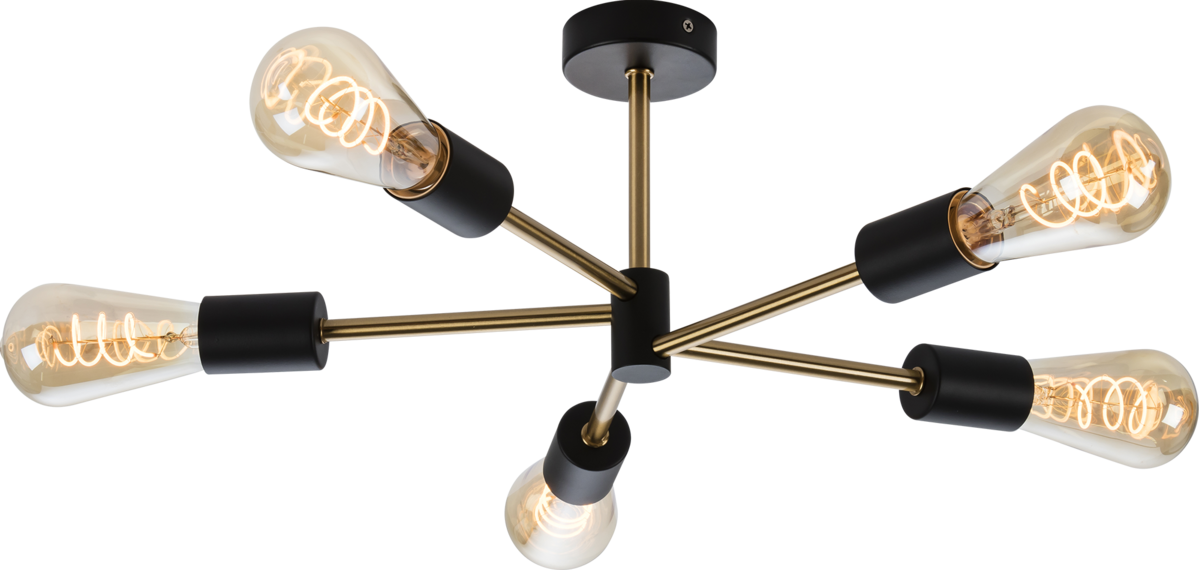 Knightsbridge SE5P 5 x E27 Ceiling Pendant Matt Black / Brushed Gold