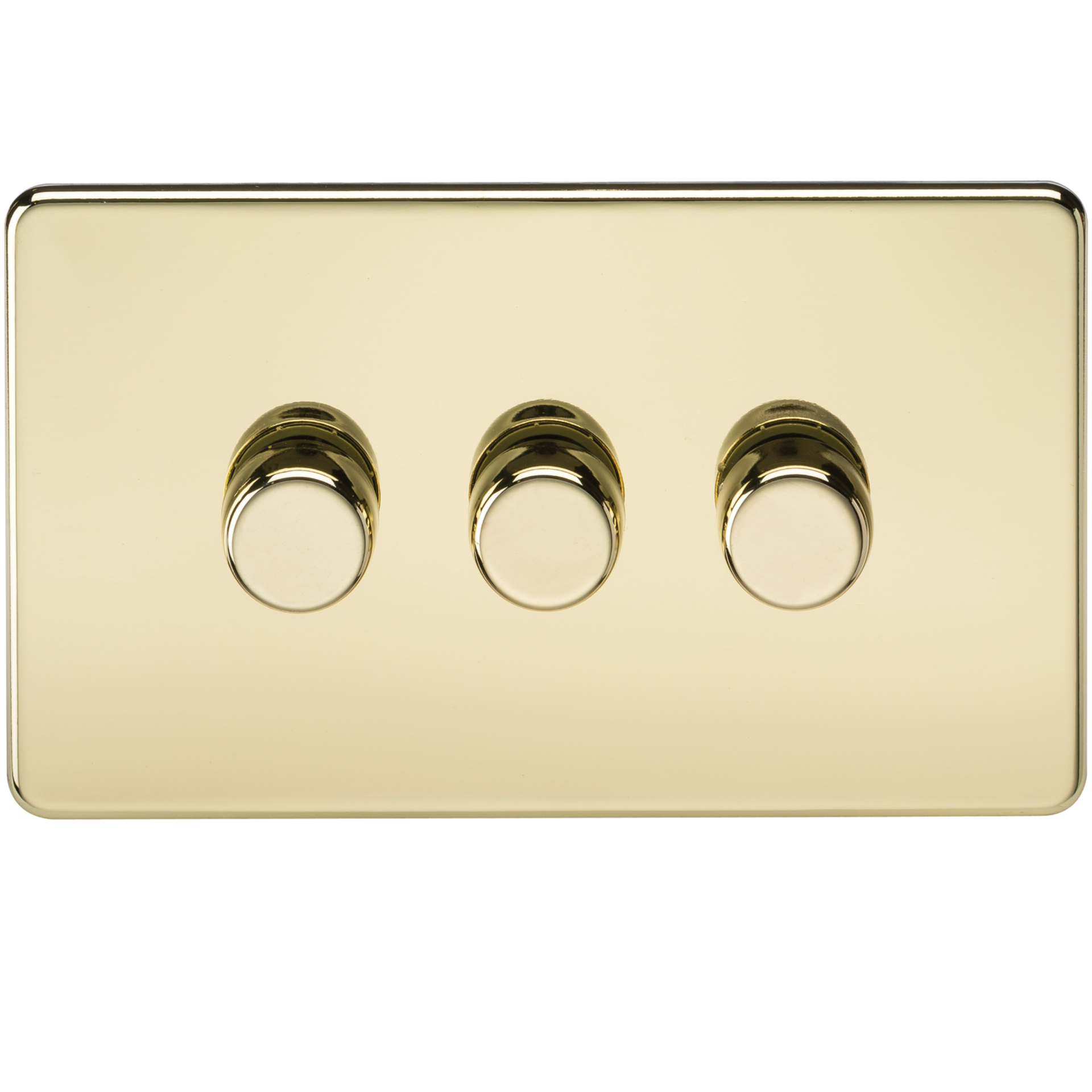 Knightsbridge SF2183PB 3 Gang 2 Way 150W LED Dimmer Polished Brass