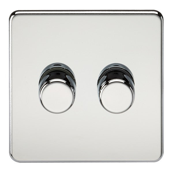 Knightsbridge SF2182PC 2 Gang 2 Way 150W LED Dimmer Polished Chrome