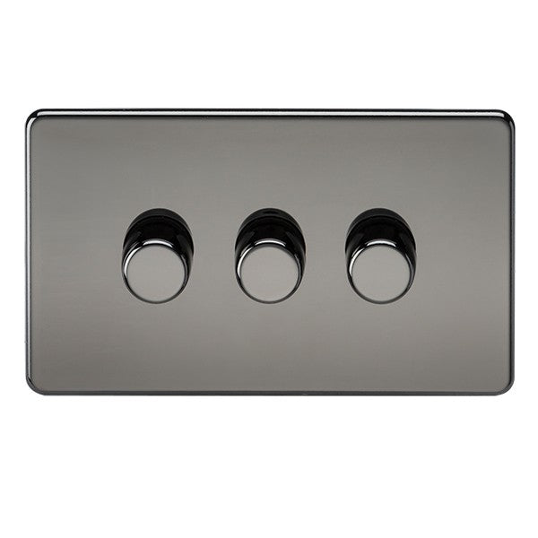 Knightsbridge SF2183BN 3 Gang 2 Way 150W LED Dimmer Black Nickel