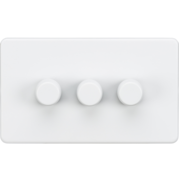 Knightsbridge SF2183MW 3 Gang 2 Way 150W LED Dimmer Matt White