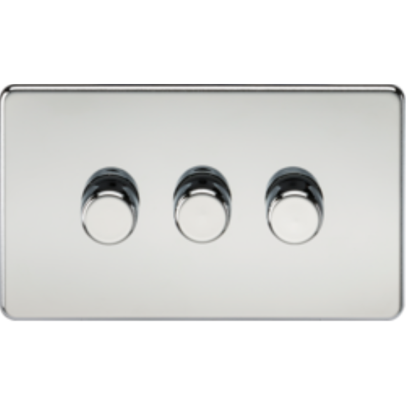 Knightsbridge SF2183PC 3 Gang 2 Way 150W LED Dimmer Polished Chrome