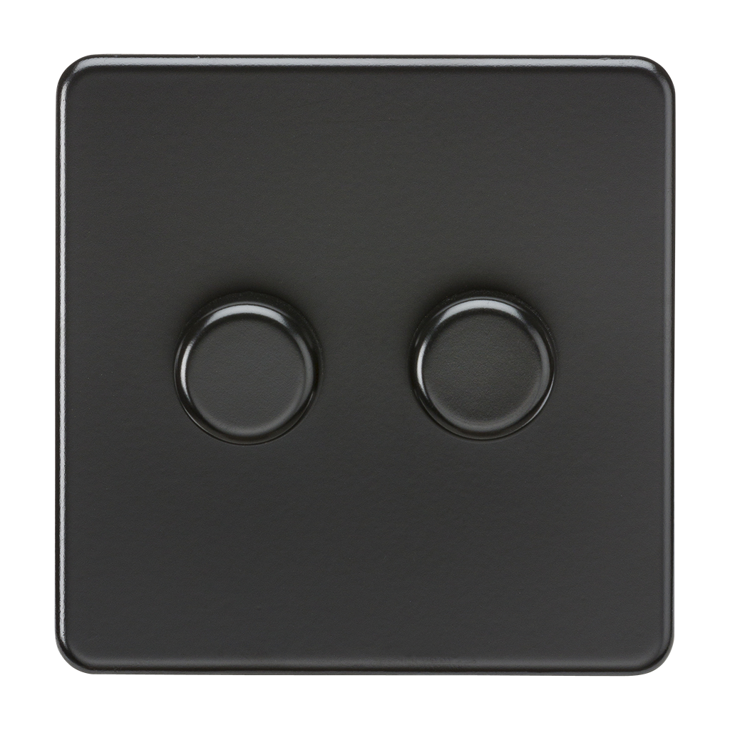 Knightsbridge SF2182MBB 2 Gang 2 Way 150W LED Dimmer Matt Black