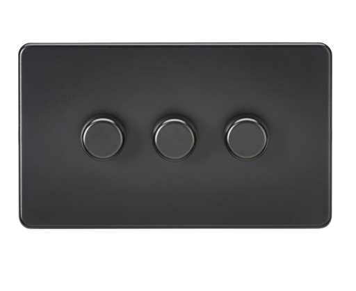 Knightsbridge SF2183MBB 3 Gang 2 Way 150W LED Dimmer Matt Black