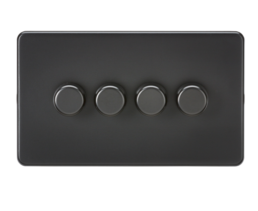 Knightsbridge SF2184MBB 4 Gang 2 Way 150W LED Dimmer Matt Black