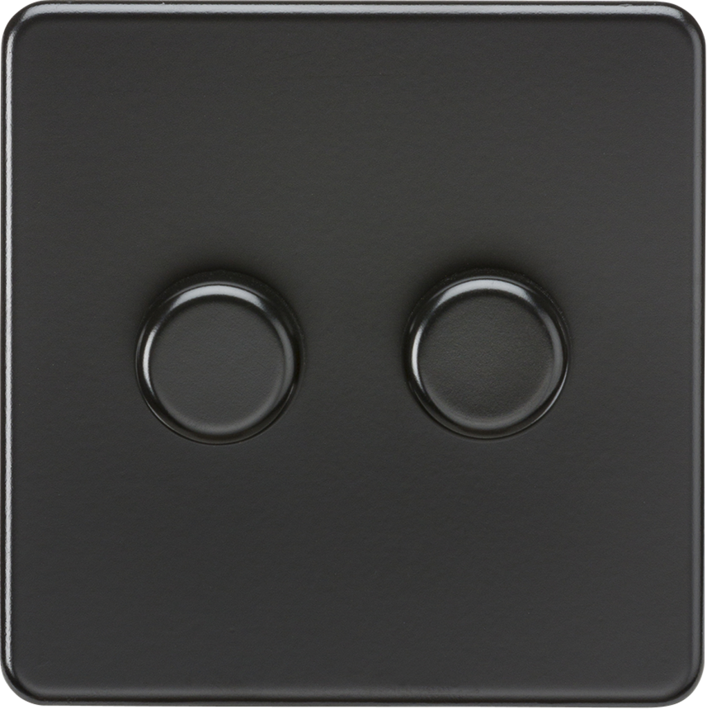 Knightsbridge SF2192MBB 2 Gang 2 Way 150W LED Dimmer Matt Black