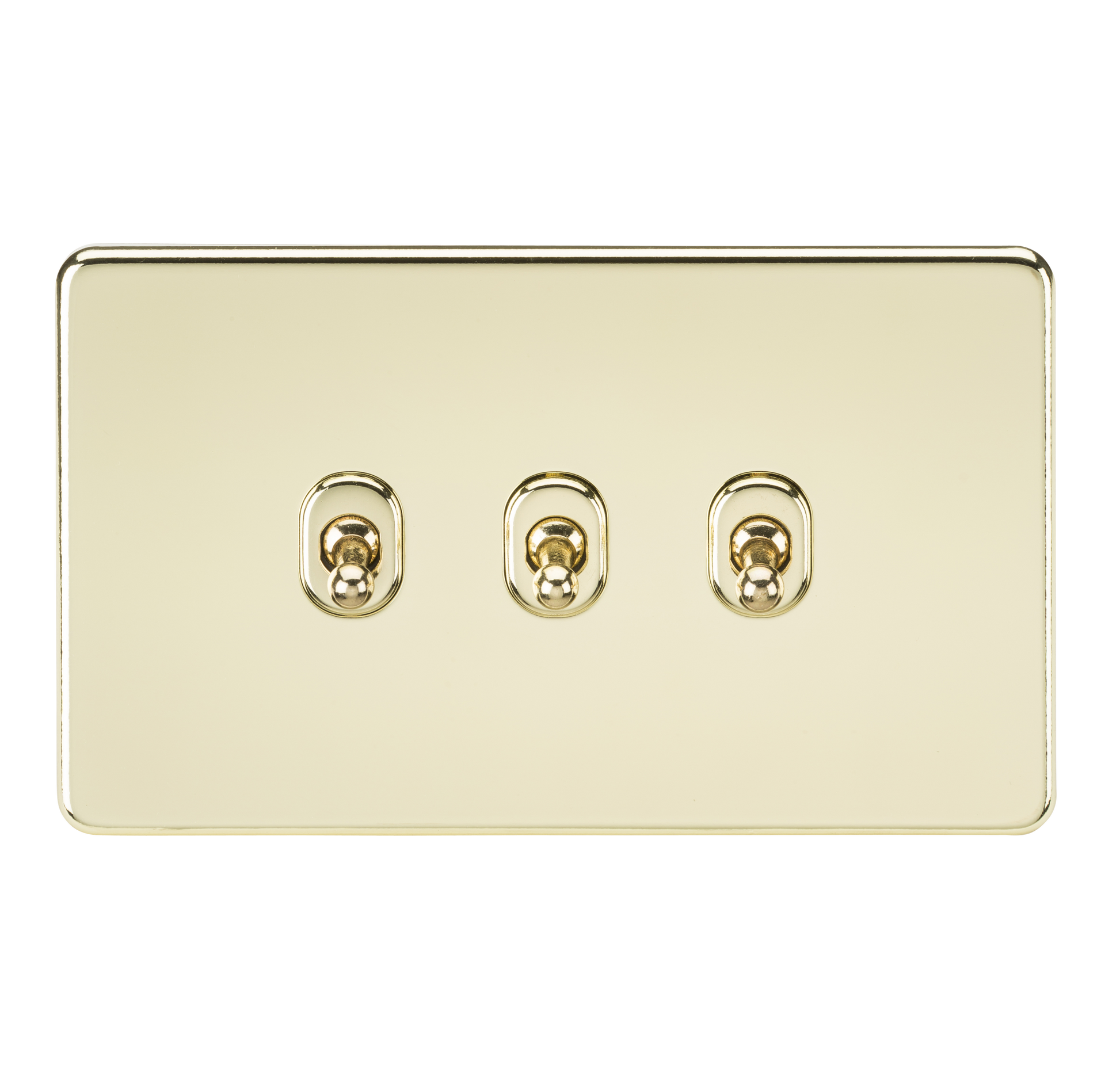 Knightsbridge SF3TOGPB 3 Gang 2 Way Toggle Switch Polished Brass