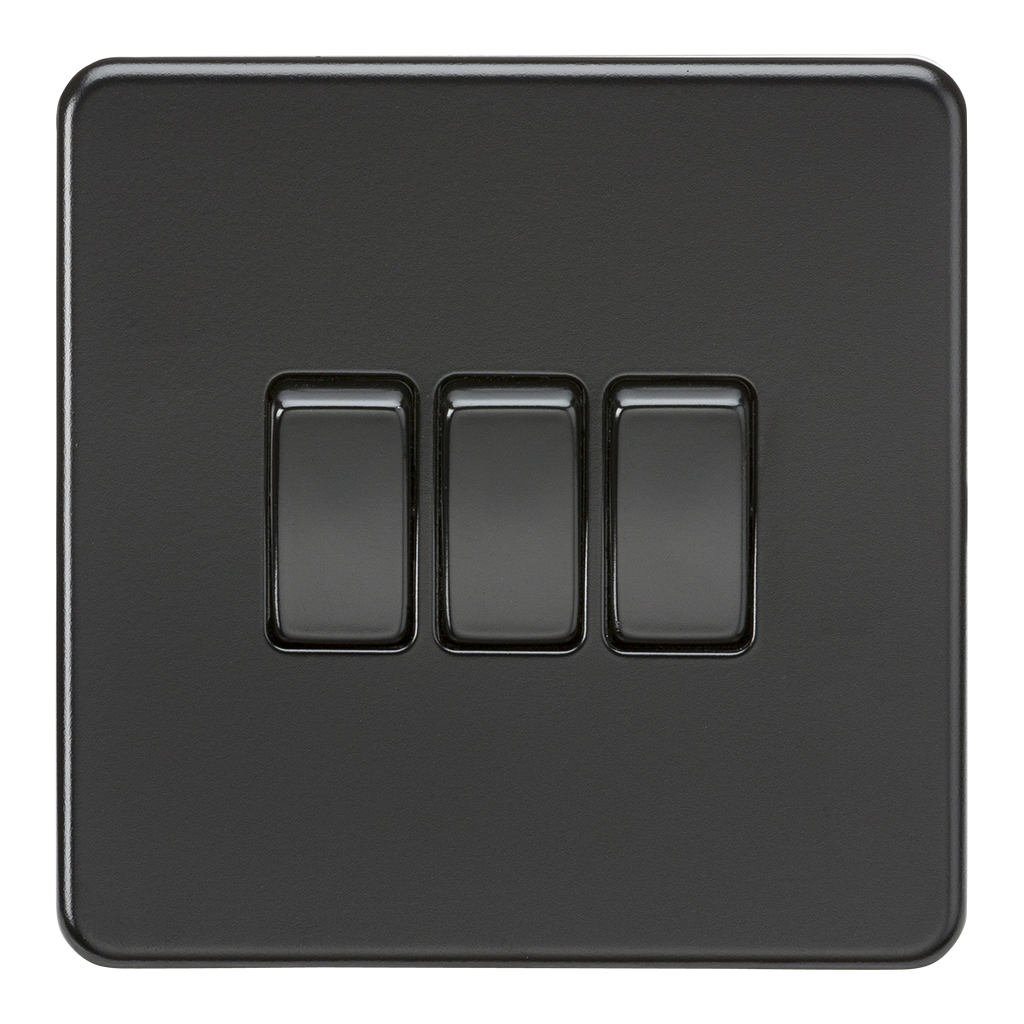 Knightsbridge SF4000MBB 3 Gang 2 Way Switch Matt Black