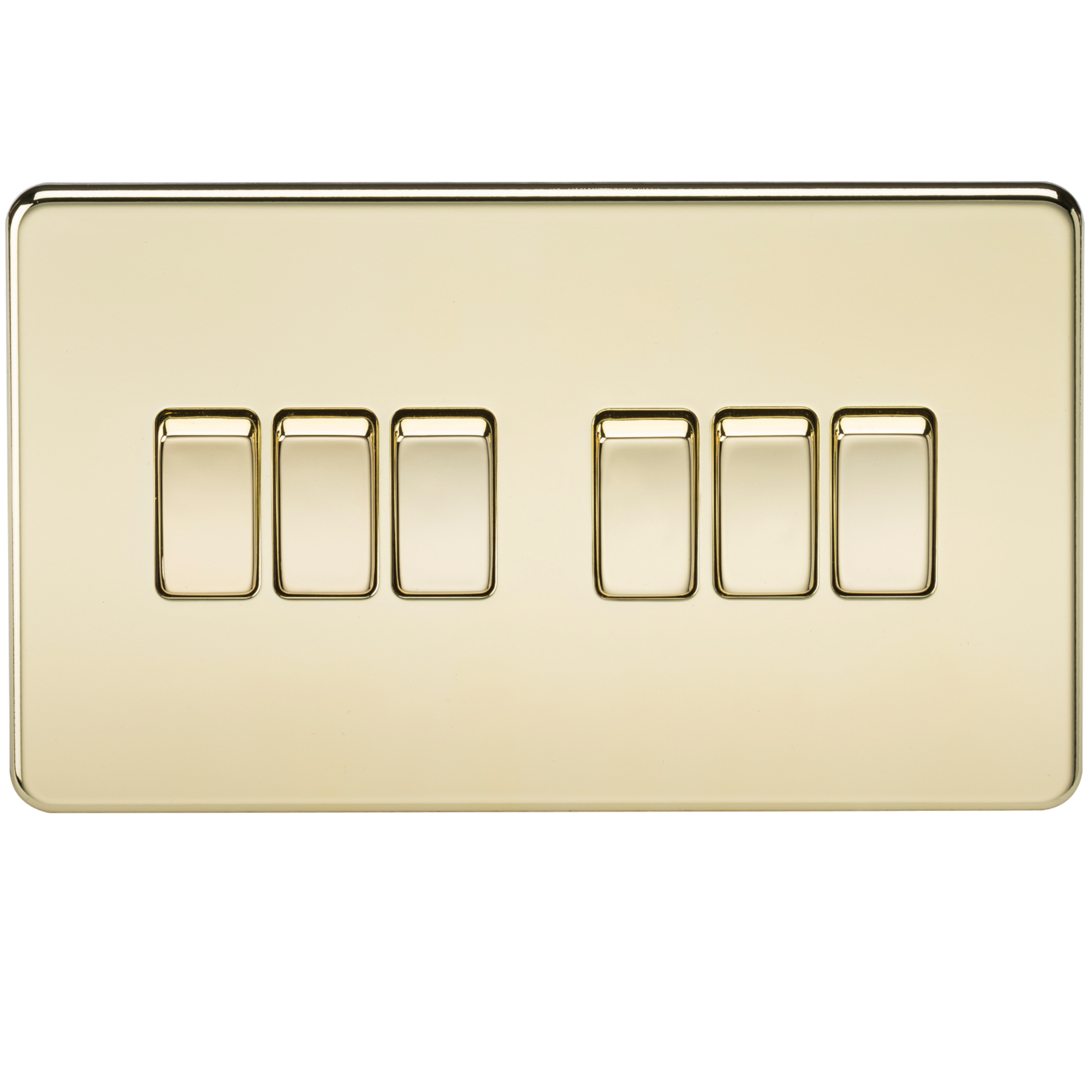 Knightsbridge SF4200PB 6 Gang 2 Way Switch Polished Brass