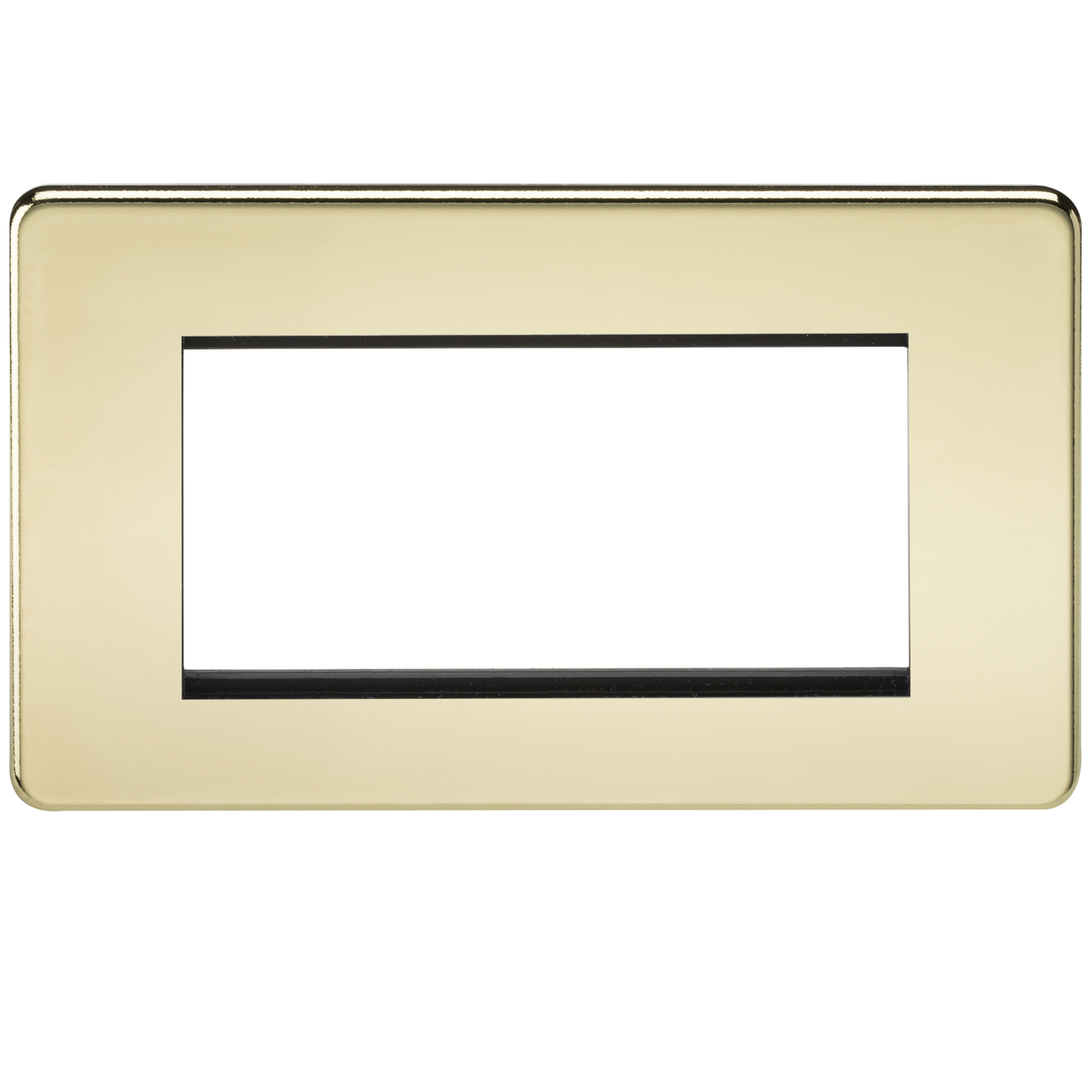 Knightsbridge SF4GPB 2 Gang 4 Module Euromodule Faceplate Polished Brass