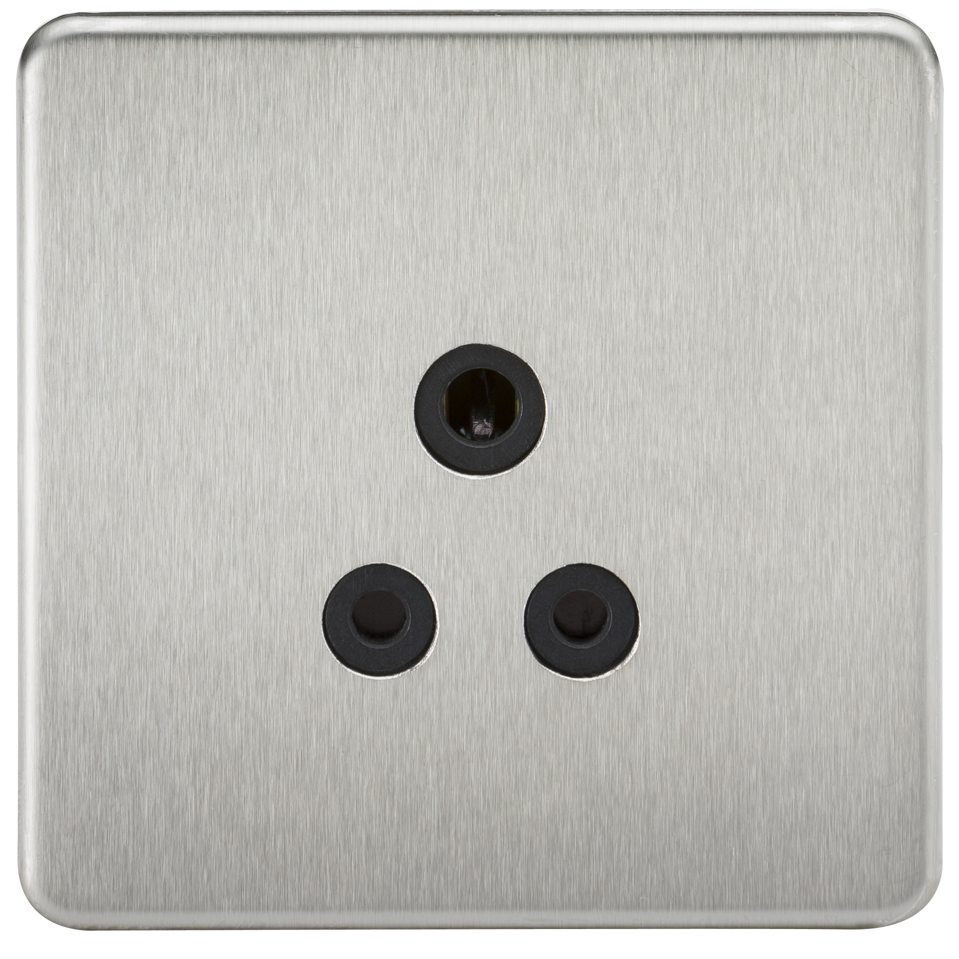 Knightsbridge SF5ABC 1 Gang 5A Unswitched Socket Brushed Chrome Black Insert