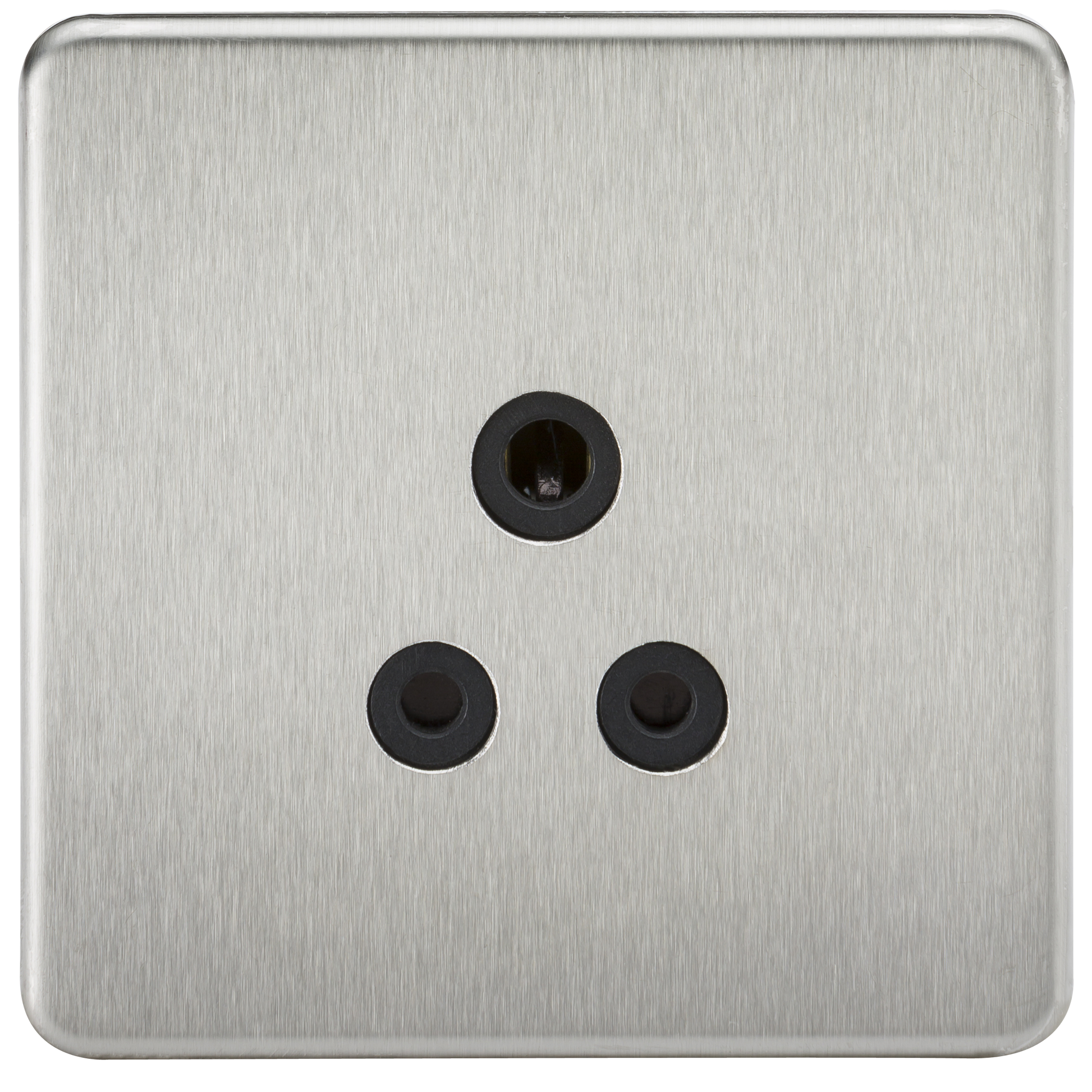 Knightsbridge SF5ABC 1 Gang 5A Unswitched Socket Brushed Chrome Black Insert