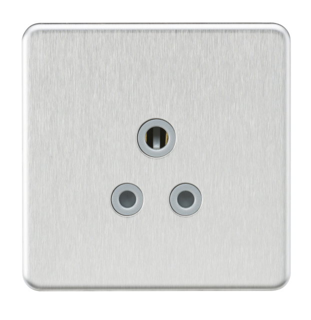 Knightsbridge SF5ABCG 1 Gang 5A Unswitched Socket Brushed Chrome Grey Insert