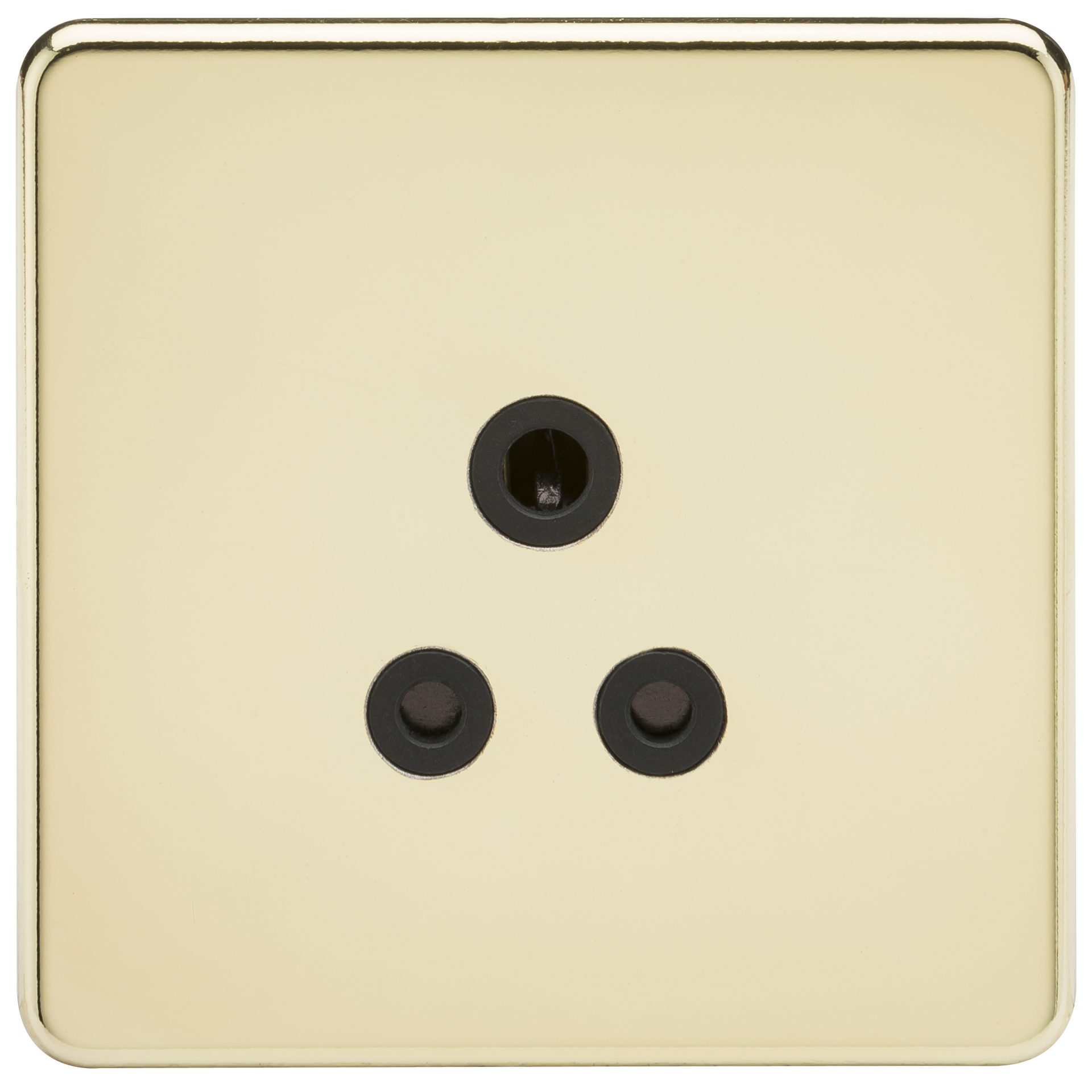 Knightsbridge SF5APB 1 Gang 5A Unswitched Socket Polished Brass Black Insert