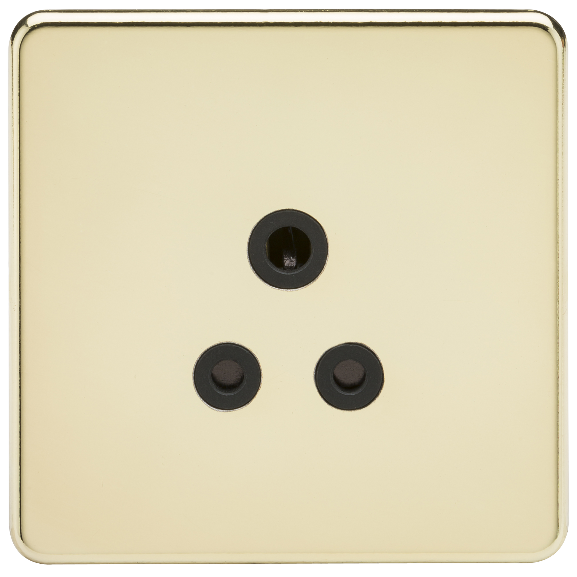 Knightsbridge SF5APB 1 Gang 5A Unswitched Socket Polished Brass Black Insert