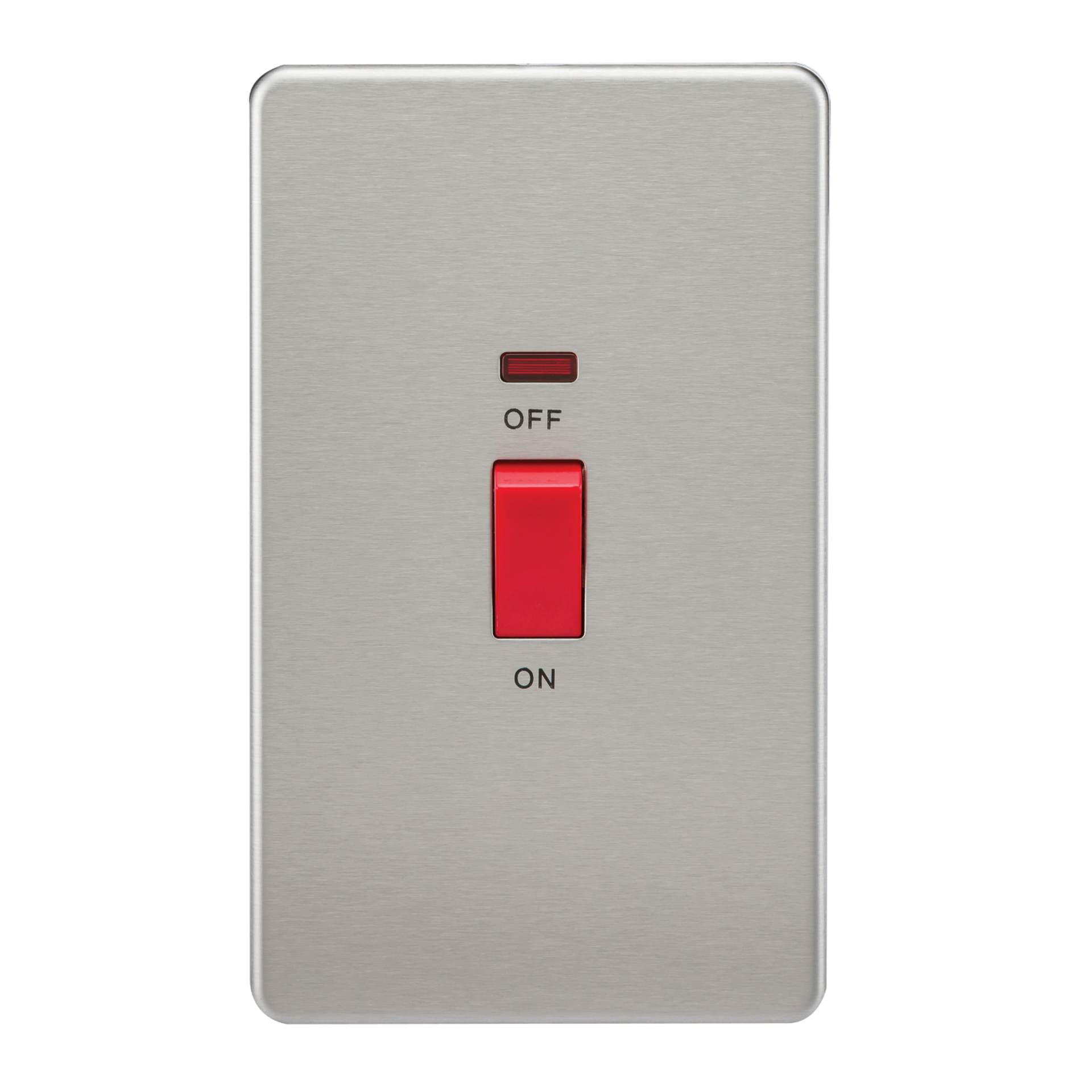 Knightsbridge SF8332NBC 2 Gang Vertical 45A DP Switch with Neon Brushed Chrome