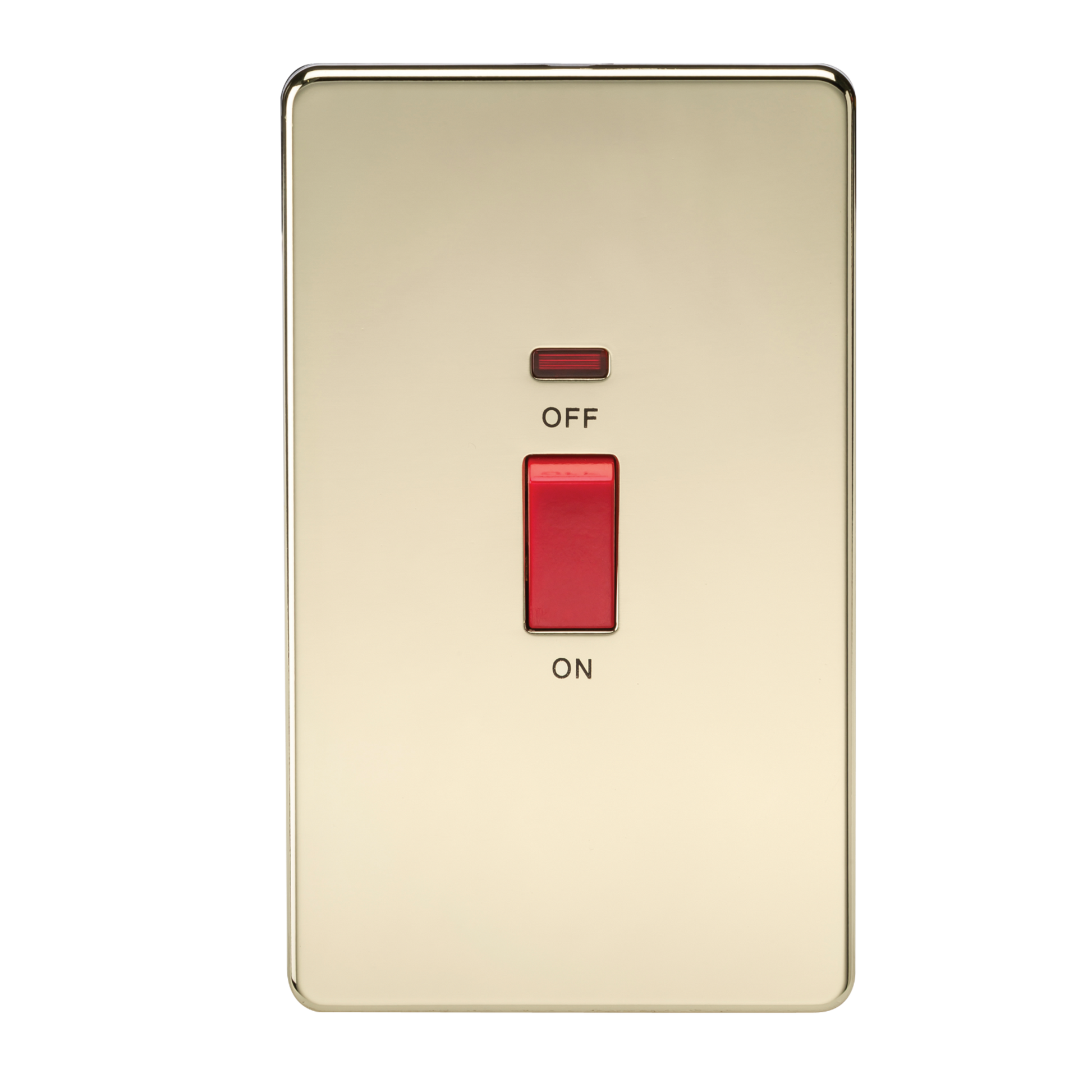 Knightsbridge SF82MNPB 2 Gang 45A DP Switch with Neon Polished Brass