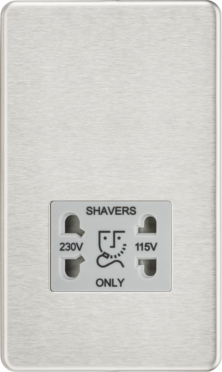 Knightsbridge SF8900BCG Dual Voltage 115/230V 20VA Shaver Socket Brushed Chrome Grey Insert