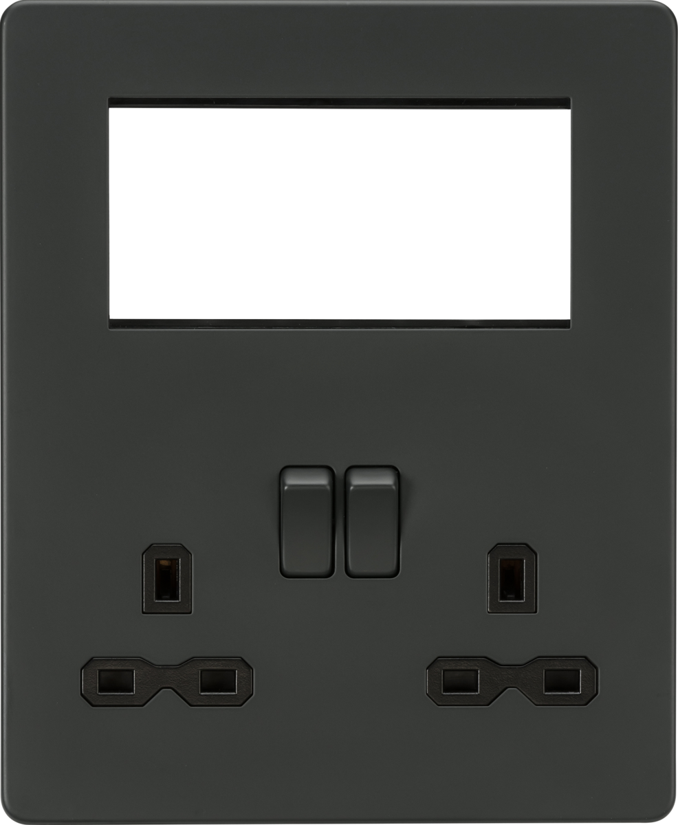 Knightsbridge SFR194AT 1 x 2 Gang 13A DP Switched Socket & 4x Module Half Size Multimedia Faceplate