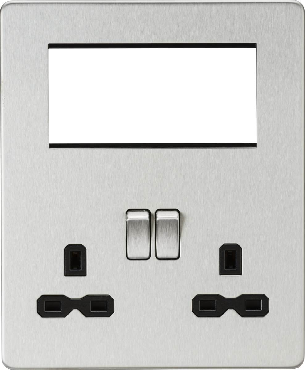 Knightsbridge SFR194BC 1 x 2 Gang 13A DP Switched Socket & 4x Module Half Size Multimedia Faceplate