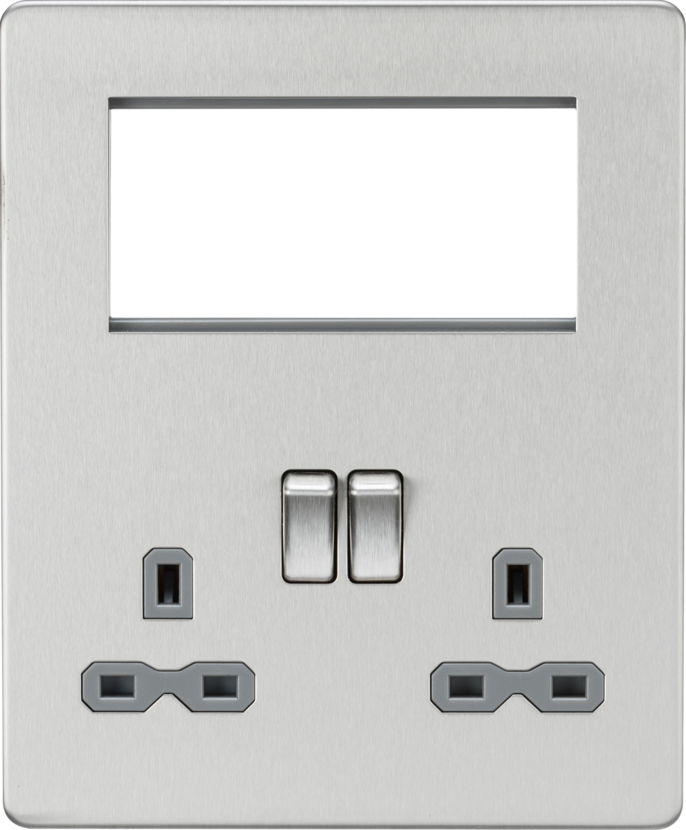 Knightsbridge SFR194BCG 1 x 2 Gang 13A DP Switched Socket & 4x Module Half Size Multimedia Faceplate