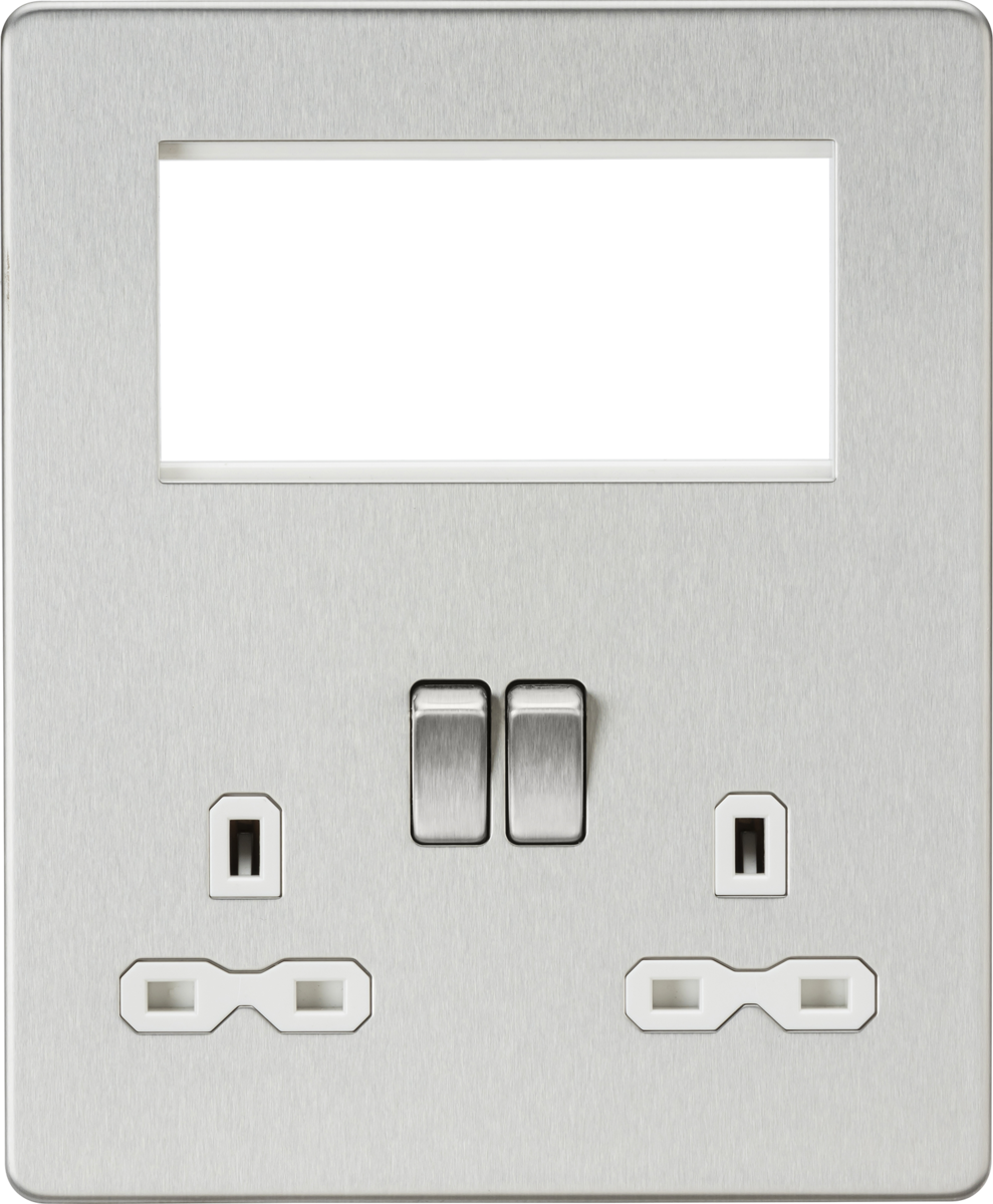 Knightsbridge SFR194BCW 1 x 2 Gang 13A DP Switched Socket & 4x Module Half Size Multimedia Faceplate