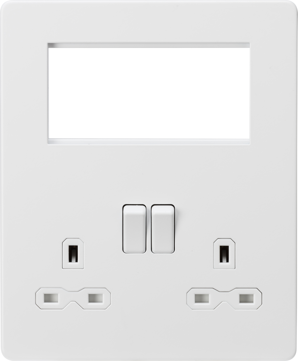 Knightsbridge SFR194MW 1 x 2 Gang 13A DP Switched Socket & 4x Module Half Size Multimedia Faceplate