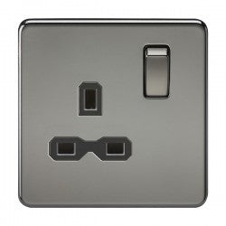 Knightsbridge SFR7000BN 1 Gang 13A DP Switched Socket Black Nickel