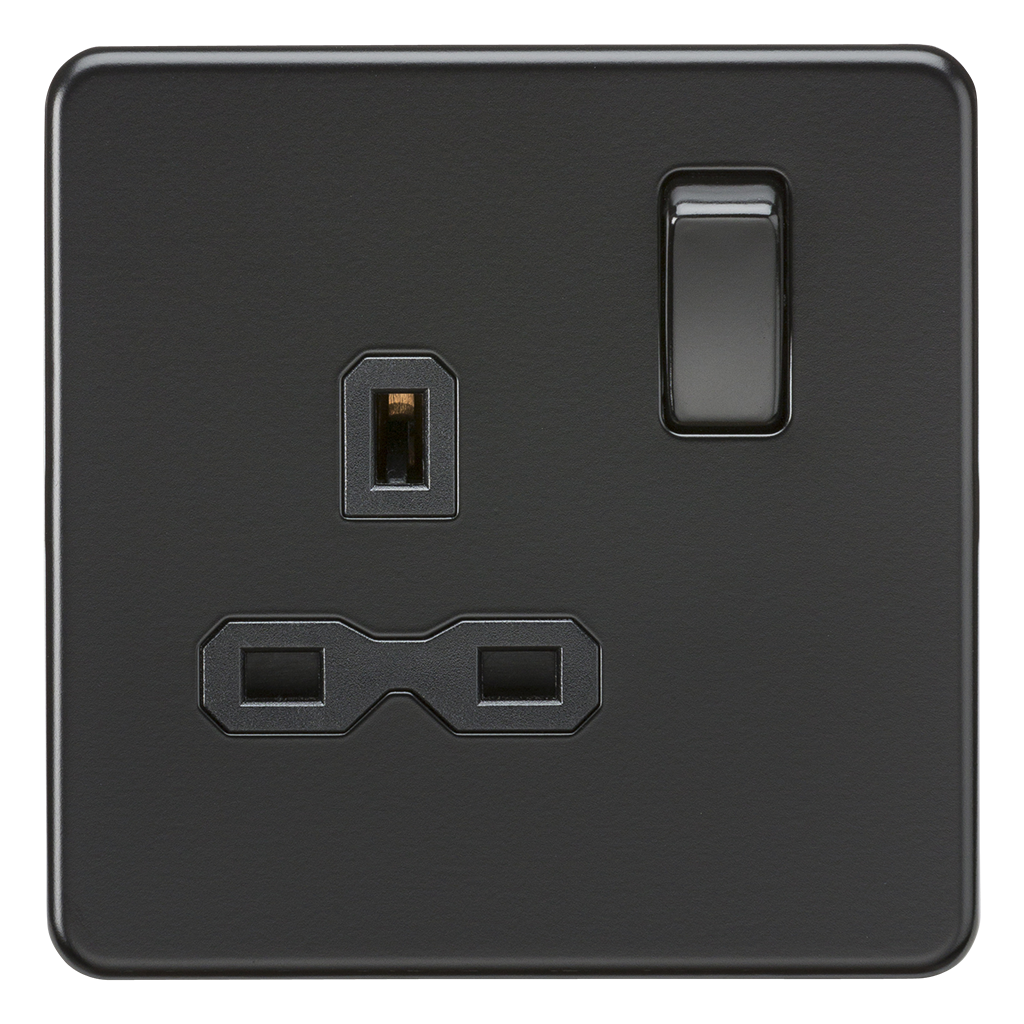 Knightsbridge SFR7000MBB 1 Gang 13A DP Switched Socket Matt Black