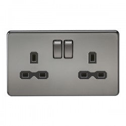 Knightsbridge SFR9000BN 2 Gang 13A DP Switched Socket Black Nickel