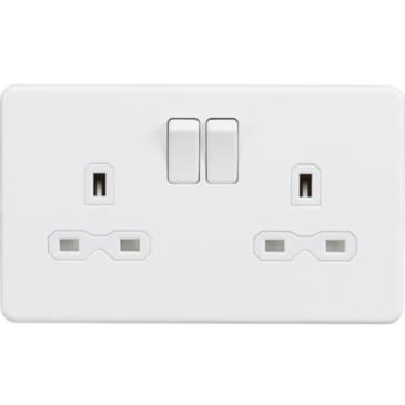 Knightsbridge SFR9000MW 2 Gang 13A DP Switched Socket Matt White