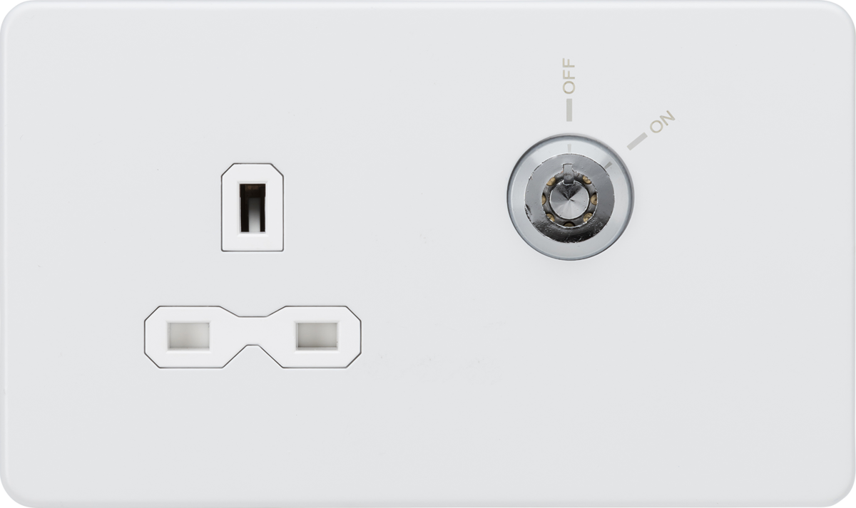 Knightsbridge SFR9LOCKMW 1 Gang 13A DP Lockable Socket Matt White