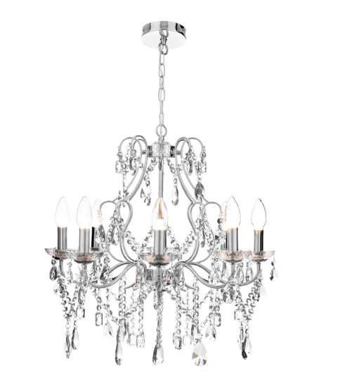 Forum SP-25255-CHR Annalee 8 x G9 Chrome & Glass Chandelier IP44