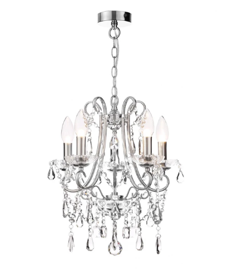 Forum SP-25256-CHR Annalee 5 x G9 Chrome & Glass Chandelier IP44