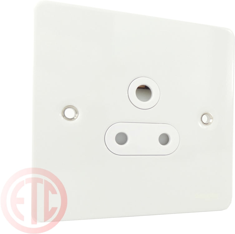 Schneider GU3280WPW 1 Gang 5A Unswitched Socket White Metal