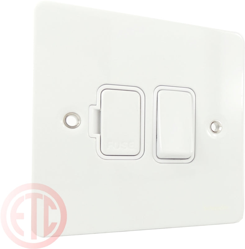 Schneider GU5210WPW 13A Switched Spur White Metal