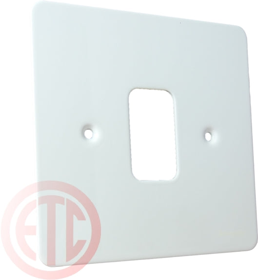 Schneider GUG01GPW 1 Gang Grid Faceplate with Mounting Frame White Metal