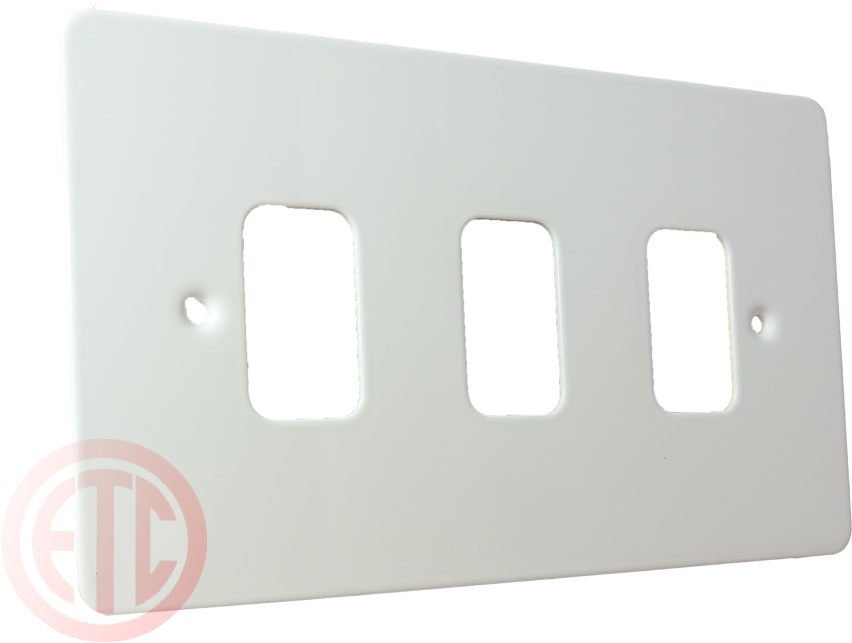 Schneider GUG03GPW 3 Gang Grid Faceplate with Mounting Frame White Metal