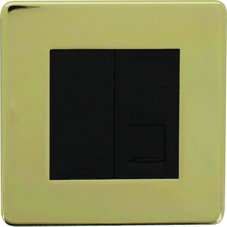 Crabtree 7785/PB Single CAT5 Outlet Polished Brass Black Insert