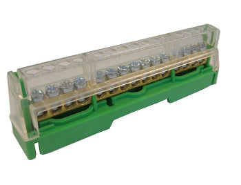 Switchtec T1615 Arnocanali 63A 15 Way Din Rail Terminal Block (10-16mm) Green