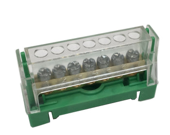 Switchtec T167 Arnocanali 63A 7 Way Din Rail Terminal Block (10-16mm) Green