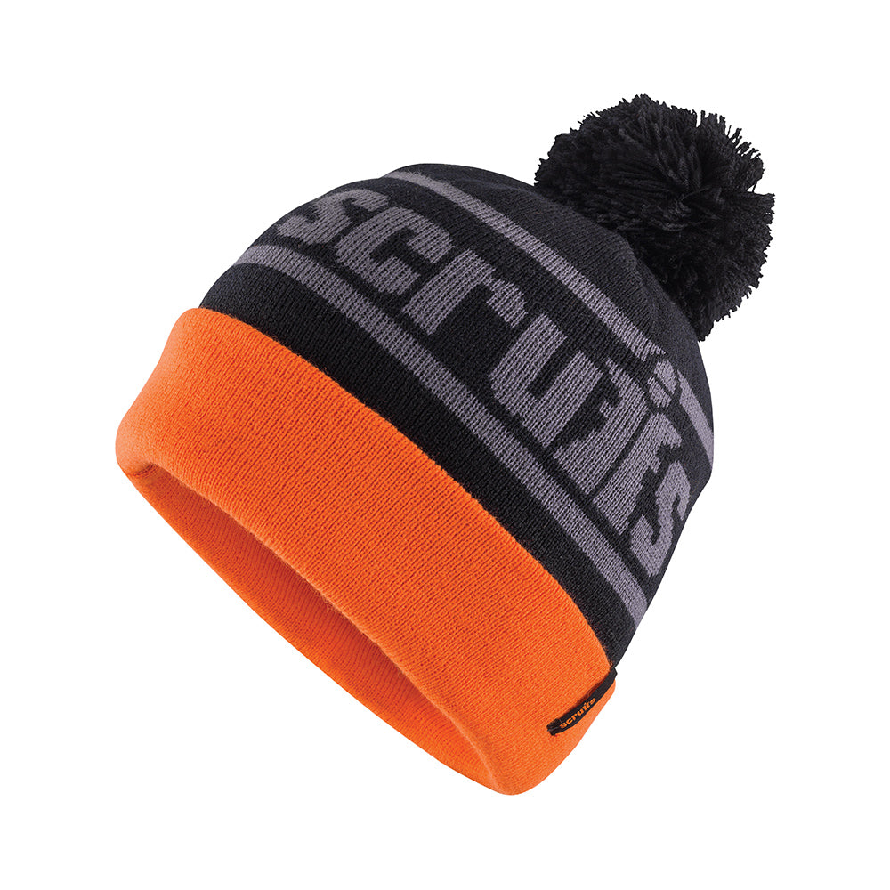 Scruffs T55334 Trade Bobble Hat Black / Orange