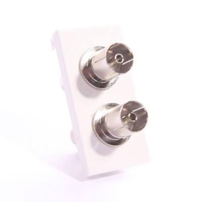 Euro TV2FW Twin Female Coax Module White