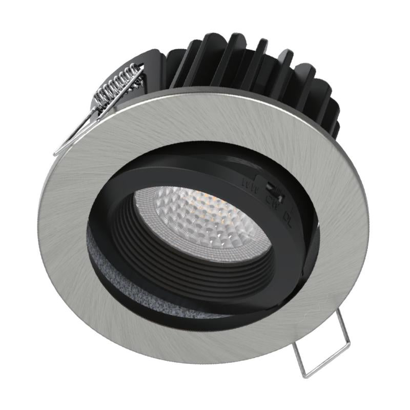 Kosnic TEL10TB-SCH Telica Tilt 10W CCT Dimmable LED Downlight Satin Chrome