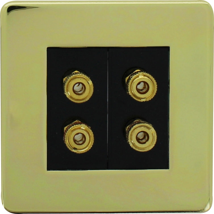 Crabtree 7794/PB Loudspeaker Outlet Polished Brass Black Insert