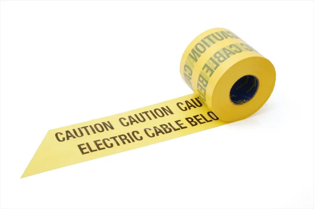 Term Tech UMT-E Underground Warning Tape Black Text on Yellow Background "CAUTION ELECTRIC CABLE BEL