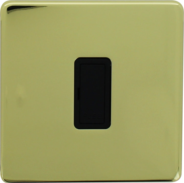 Crabtree 7831/PB 13A Unswitched Spur Polished Brass Black Insert